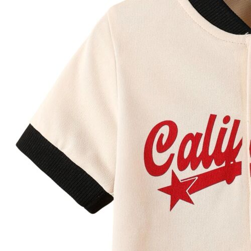 18-24 M Baby Boy California Baseball Style Beige Top And Matching Shorts Set