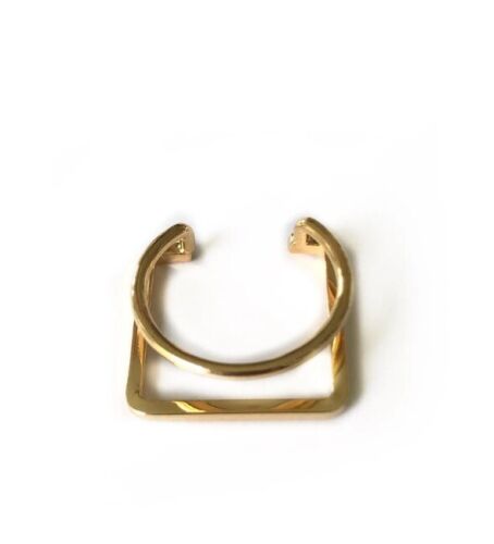 Gold Round And Square Adjustable Ring