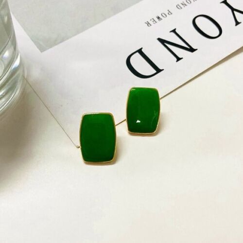 Green stud Square Enamel Earrings