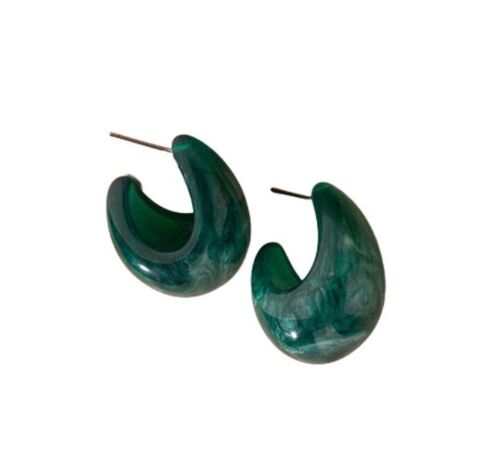 Green Acrylic Hoop/ Huggie Earring