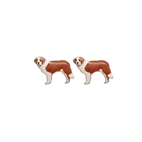 Gold And Enamel San Bernard Dog Stud Earring