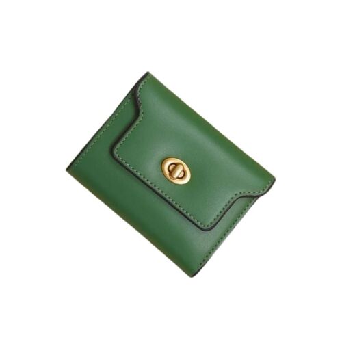 Green Solid With Gold Clasp Card Holder/ Wallet