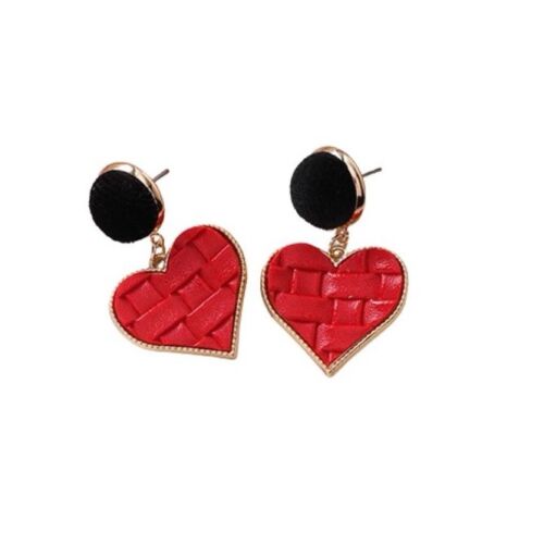 Fashion Red And Black Heart Drop Earring