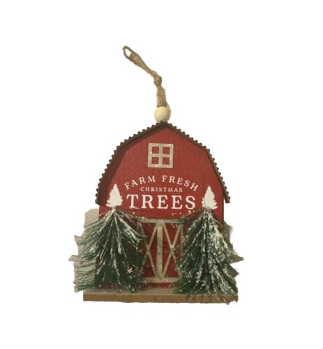 Red Farmhouse Christmas Tree Ornament