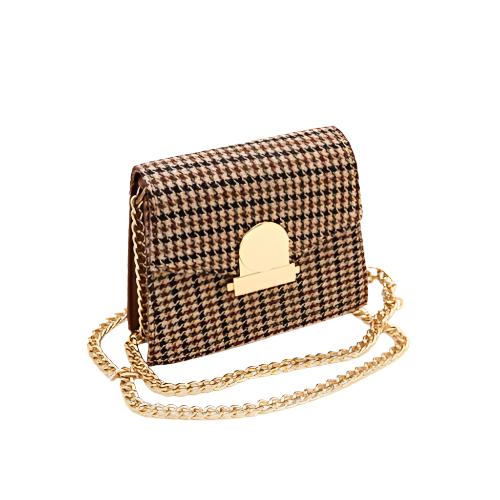 Brown And Beige Houndstooth Mini elegant clutch/Purse/bag