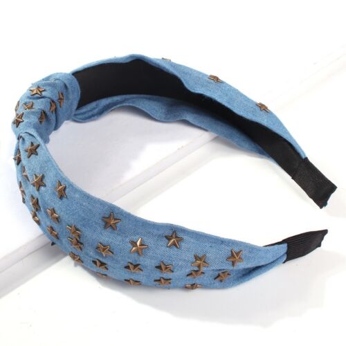 Studded Stars Denim Headband