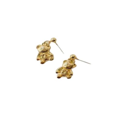 Gold Retro Style Bear Drop Earring