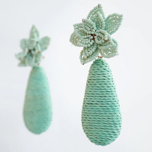 Floral Blue beaded Earrings