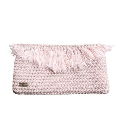 Pink Egyptian Handmade Crochet Bag/Clutch With Tassels