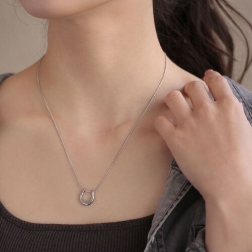 Silver Horseshoe Stainless Steel Pendant Necklace