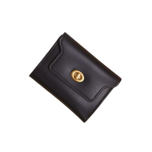 Black Solid With Gold Clasp Card Holder/ Wallet