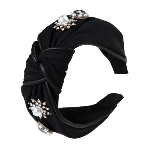 Black Headband/Hairband, stud Rhinestones knot headband