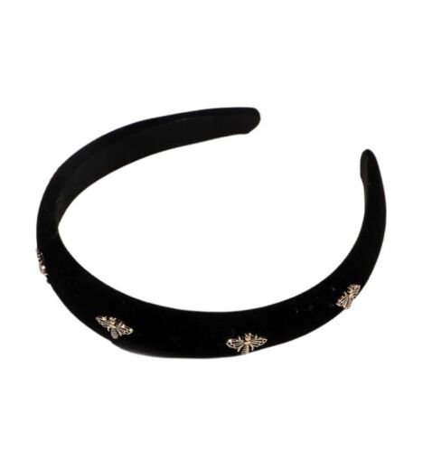 Black And Gold Bee Embellishments Velvet Base Hairband/Headband