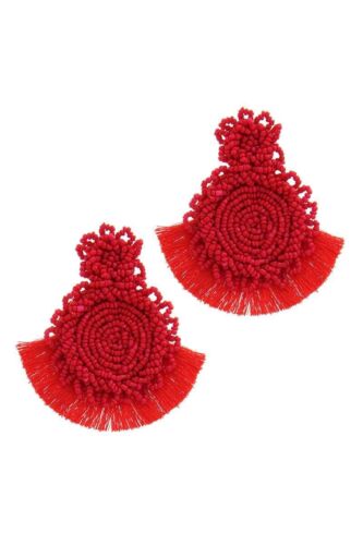 Red Statement Ethnic Drop Earring