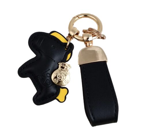 Black And Yellow Pony Faux Leather Key Holder With Handle / Bag Charm