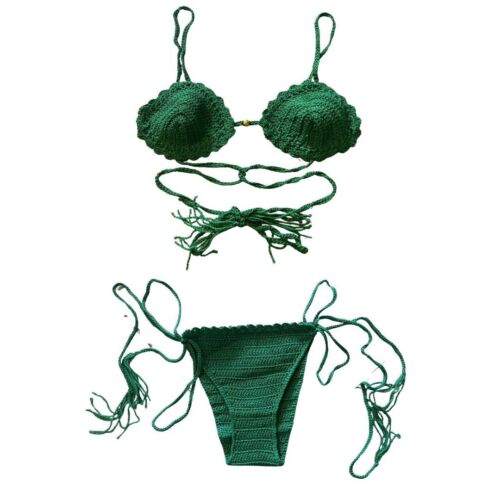 Green Handmade Crochet Bikini Swimwear