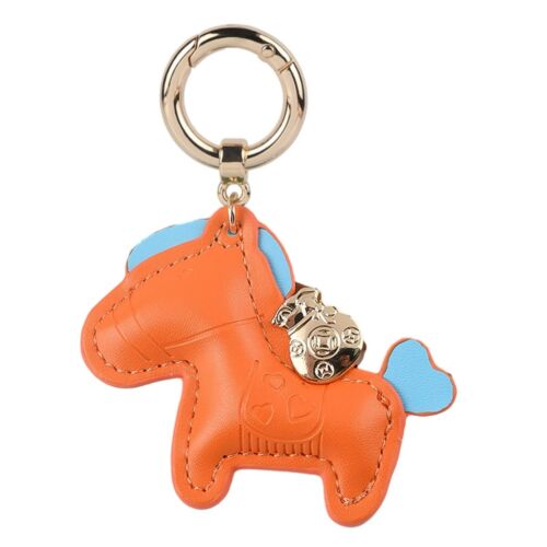 Orange And Blue Pony Faux Leather Keychain / Bag Charm