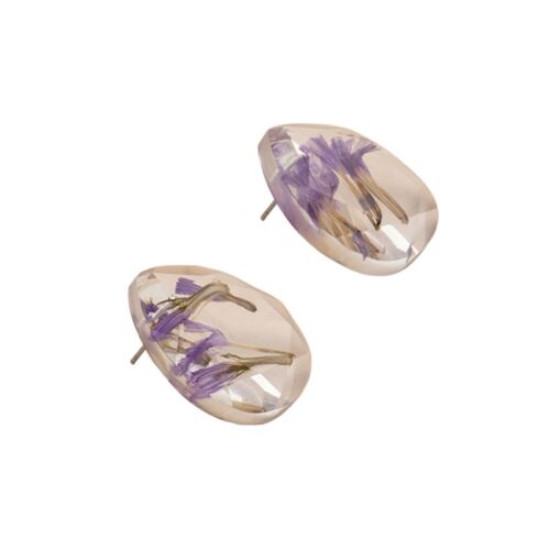 Dried Purple Flower Acrylic Stud Earrings