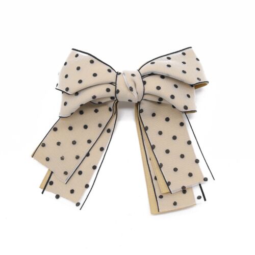 Beige/Golden Polka Dots hair Barrette/ bow