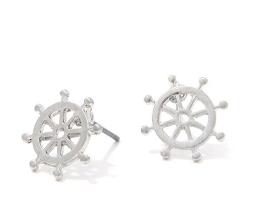 Silver Nautical sailor’s Wheel Stud Earring