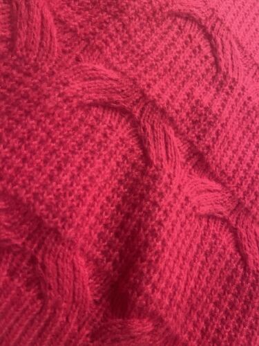 Deep Red Cable Soft Cozy Relaxed Knit Pullover Sweater Size S