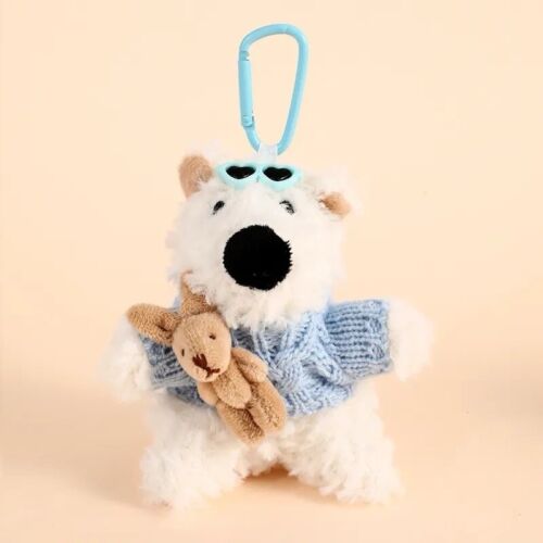 White And Blue Cute Bear Keychain