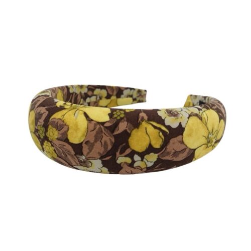 Yellow And Brown Floral Padded Hairband / Headband