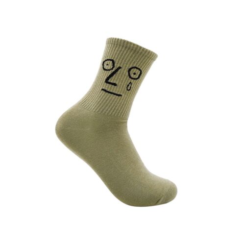 Military Green Printed Face Over The Ankle Socks