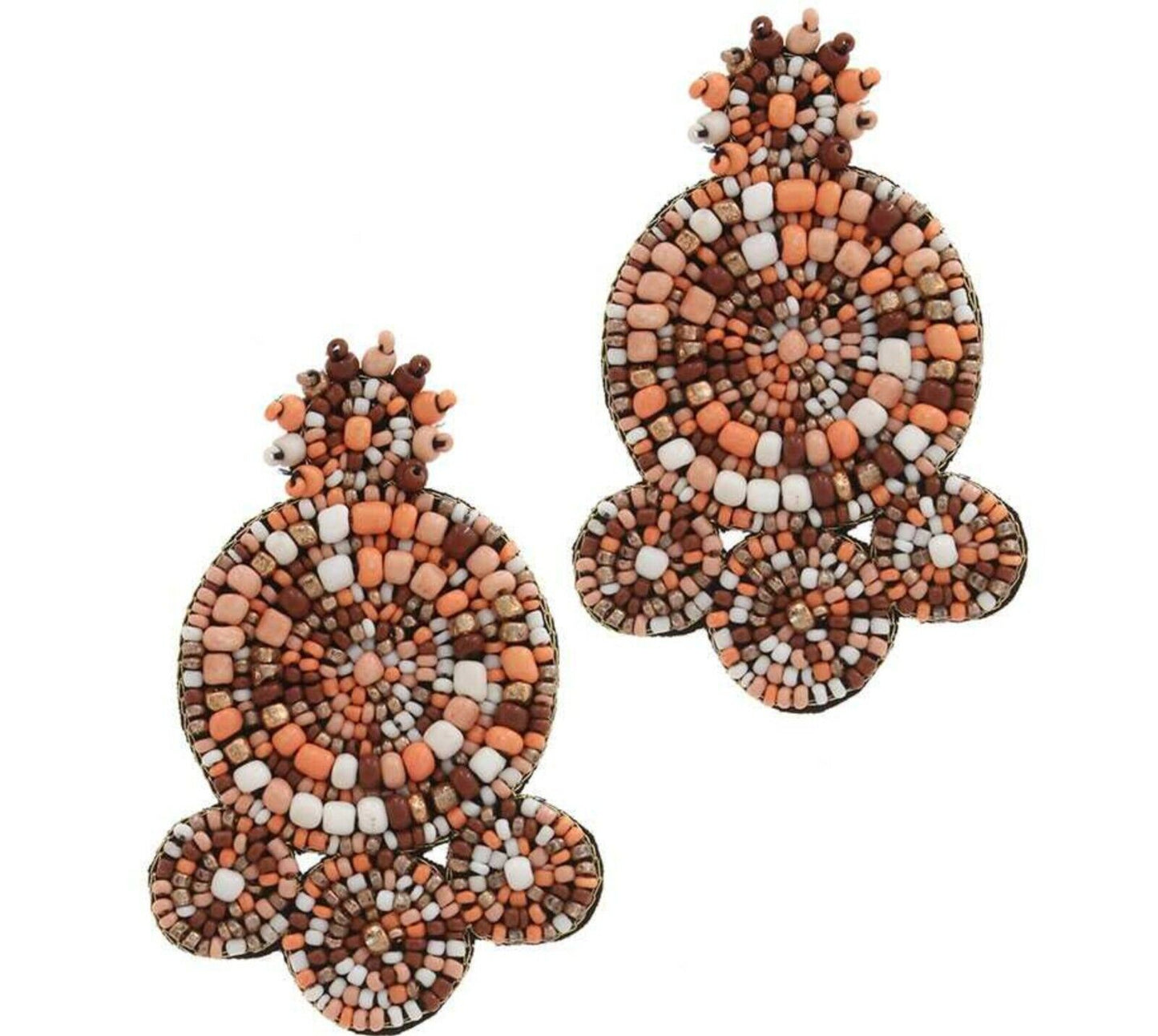 Orange And Brown Handmade Beaded Fashion Drop Earring