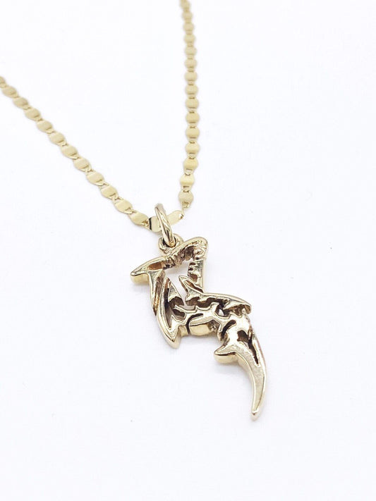 Ocean Rebel Solid Gold 14k Pendant Shark Necklace