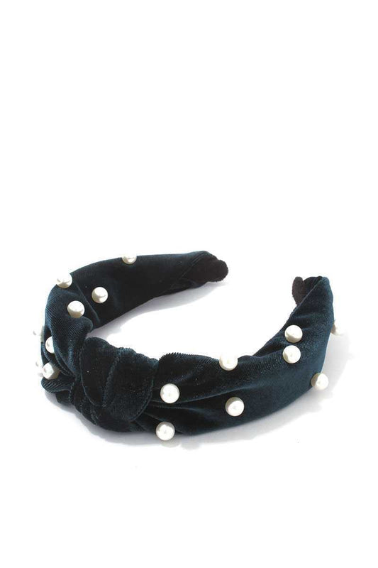 Hairband/ Headband Pearls, Dark Teal Knot Headband