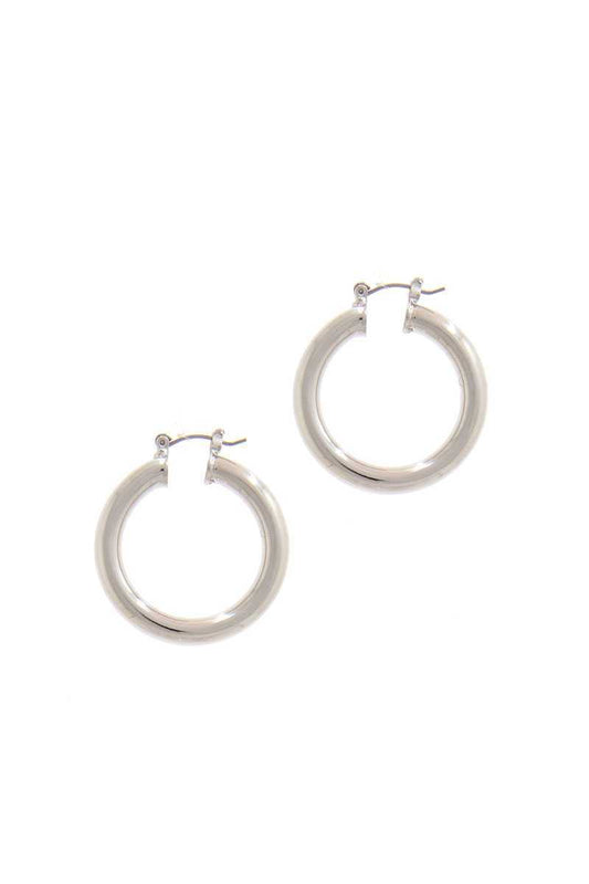 Silver Tube Thick Hoop Earring