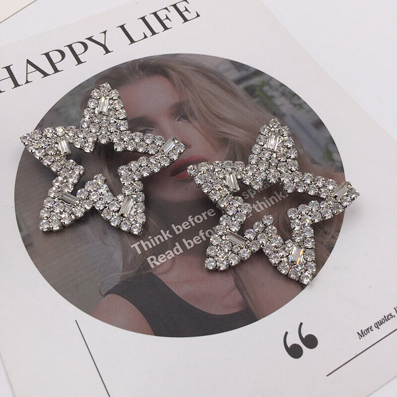 Star Shiny Rhinestones Silver Earring