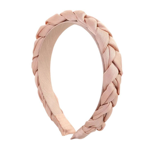 Pink Solid Braided Satin Headband