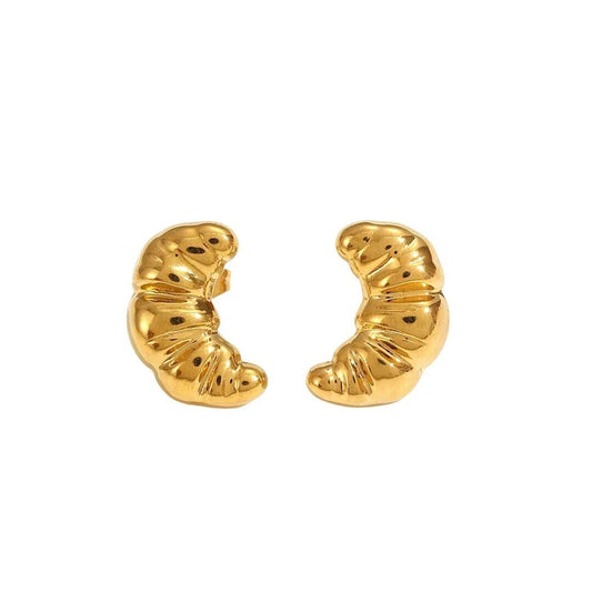 18k Gold Plated Stainless Steel Croissant Stud Earring