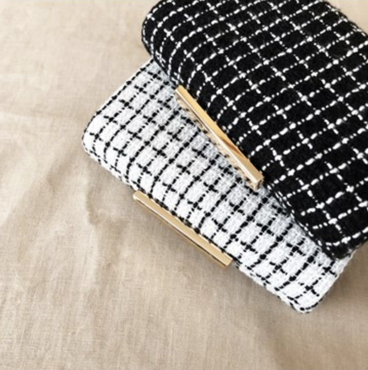 Cute Black White Tweed Purse/clutch