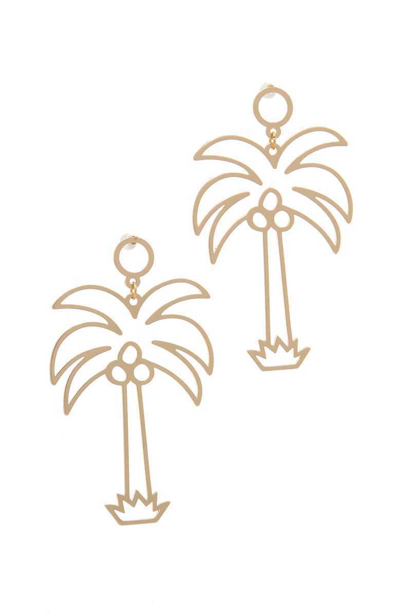 Gold Fashion Palm Tree Drop Earring