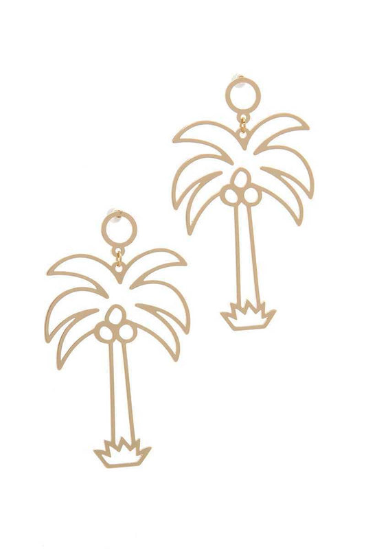 Gold Fashion Palm Tree Drop Earring