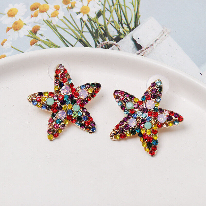 Multicolored Star Cubic Zirconia Earrings