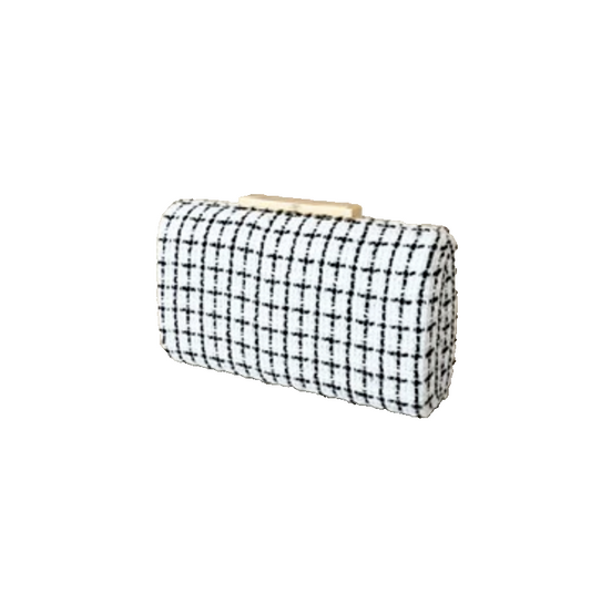 White And Black Tweed Purse/Clutch