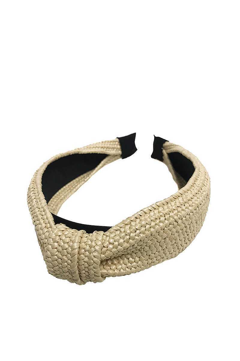 Ivory Straw bohemian knot Headband/Hairband