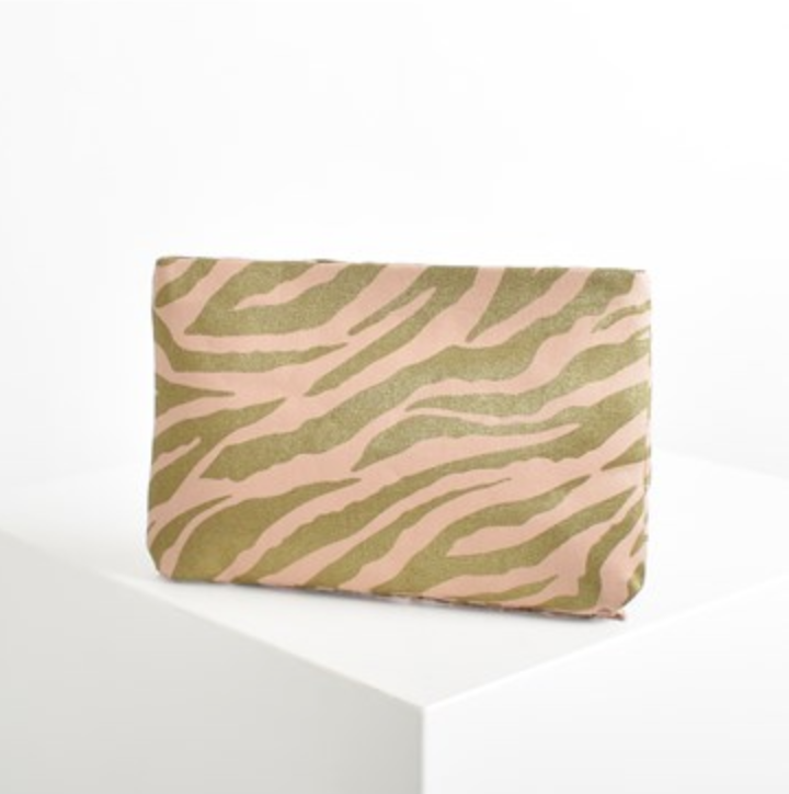 Cute Zebra Pink Green Ruffle Purse Handbag clutch