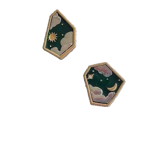 Sun And Moon Green Retro Style Acrylic Stud Earring