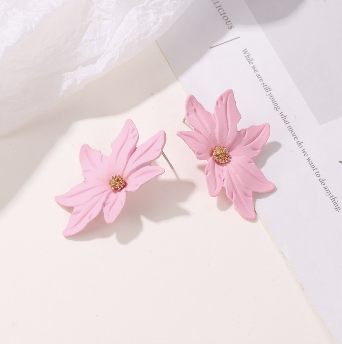 Pink Flower/Floral Petal Stud Earring