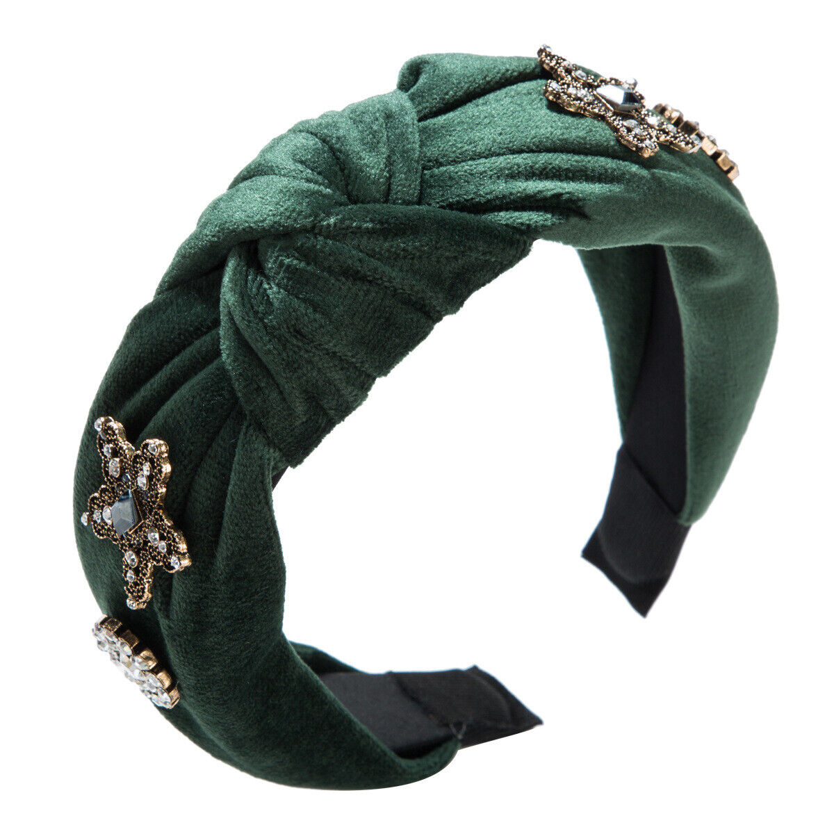 Dark Green Headband/Hairband, stud diamond knot headband