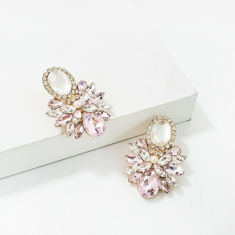 Pink Pearl Rhinestone Drop Earring