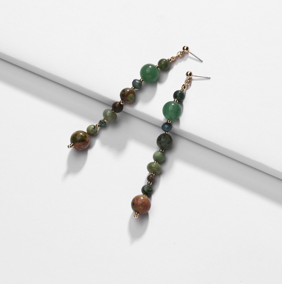 Green Jade Stones Drop Earrings