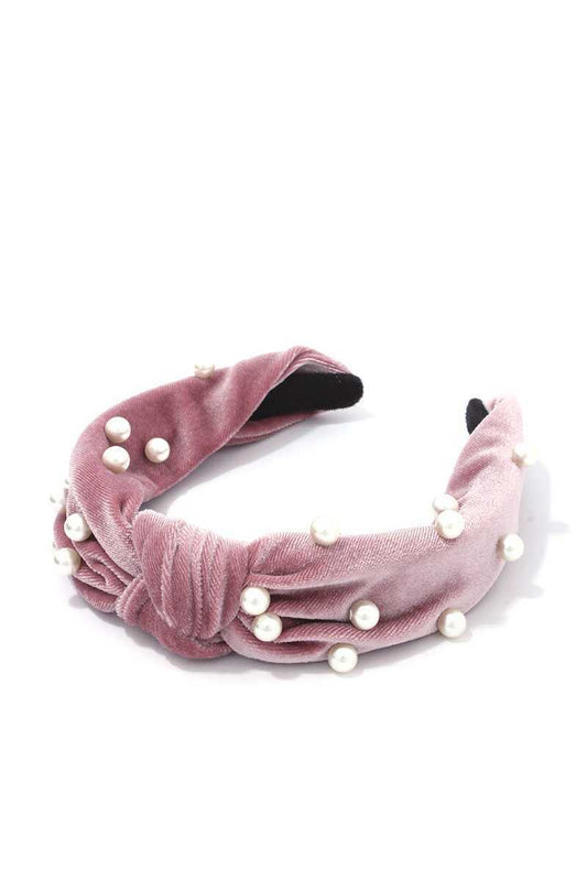 Hairband/ Headband Pearls, Pink Knot Headband