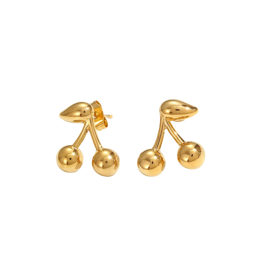 18k Gold Plated Stainless Steel Cherry Stud Earring