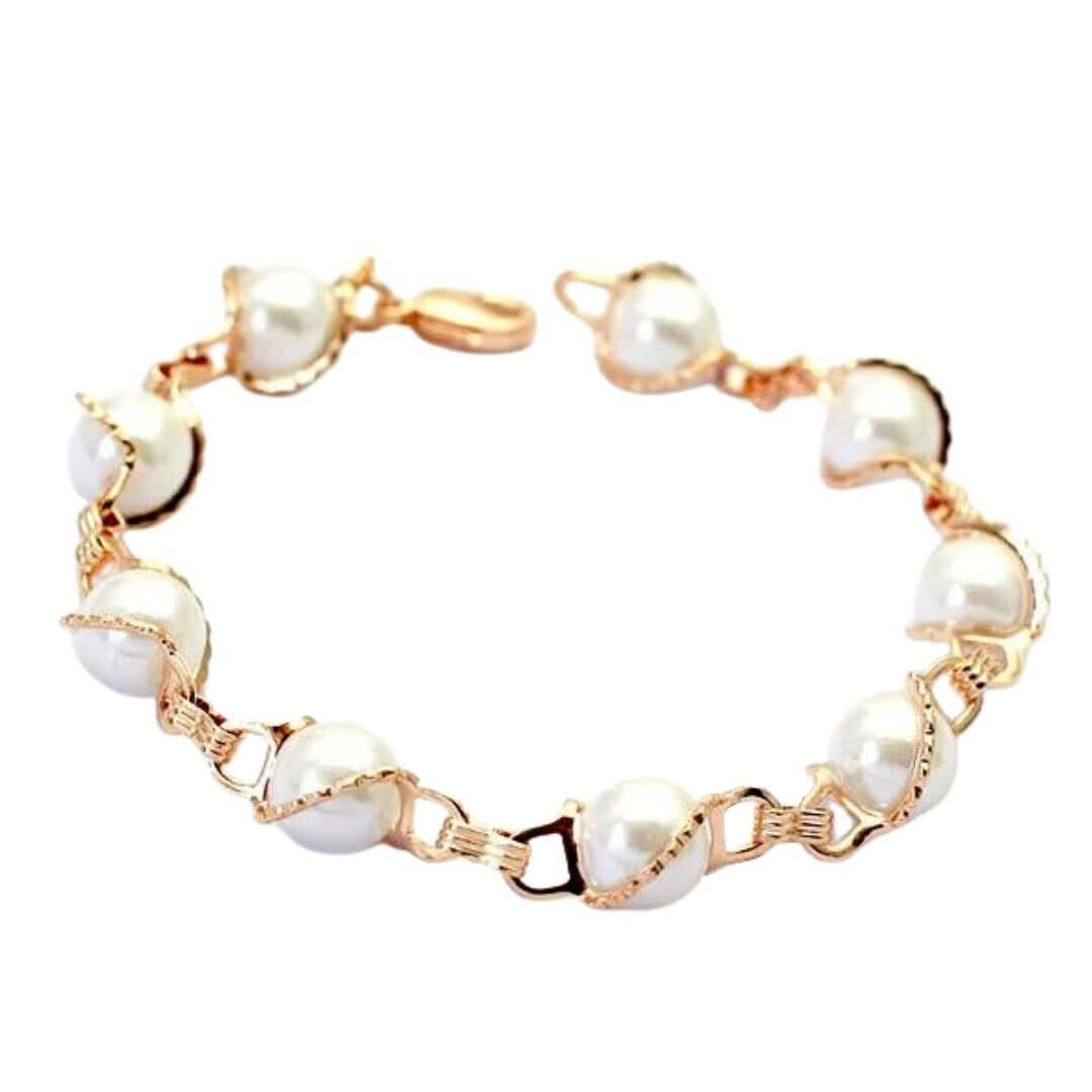 Beautiful Pearls Chains Gold Bracelet